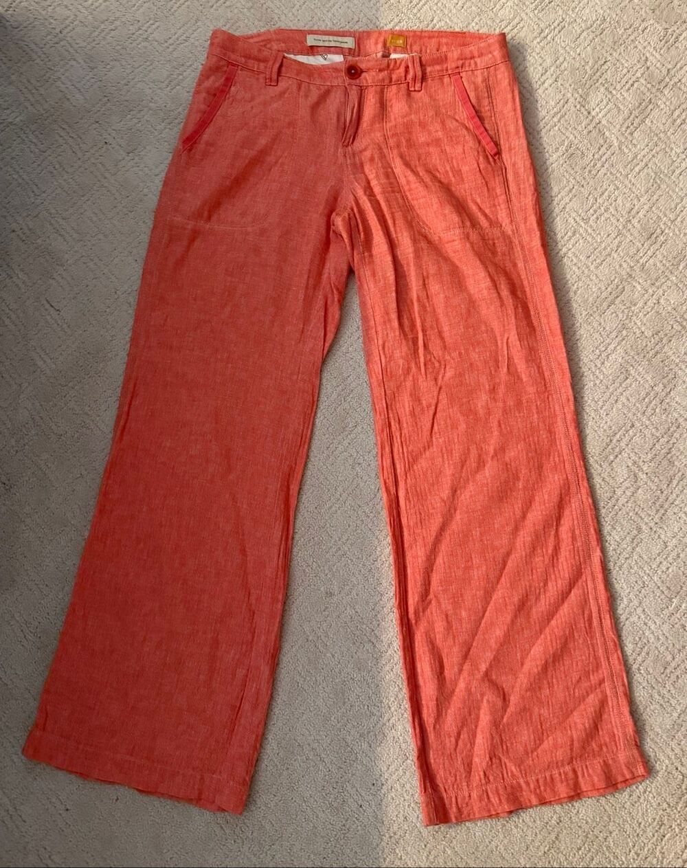 Anthropologie Pilcro Linen Pants Salmon Orange Size 8